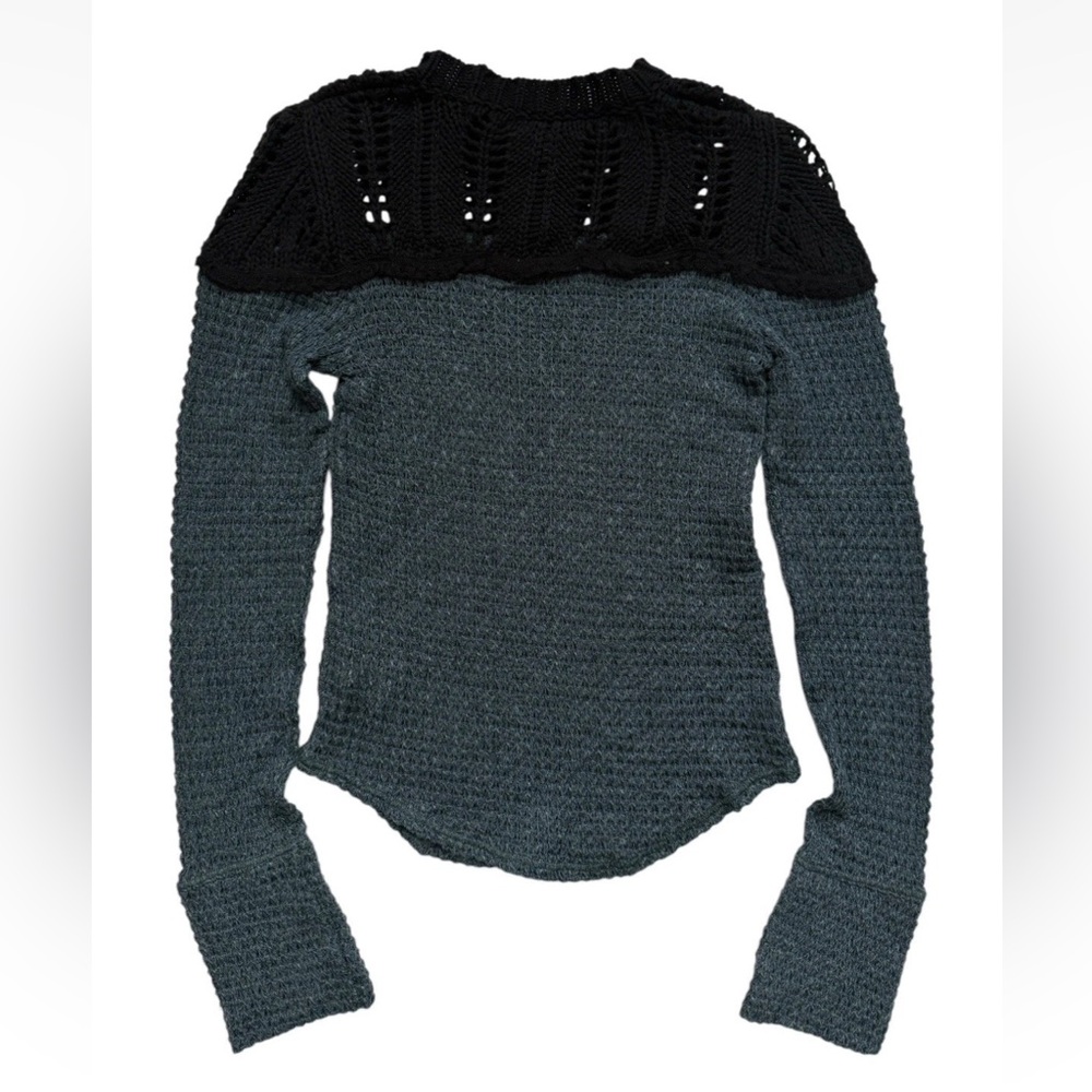 Free People Snowflake Colorblocked Pointelle Sweater Sz XS - Picture 6 of 7